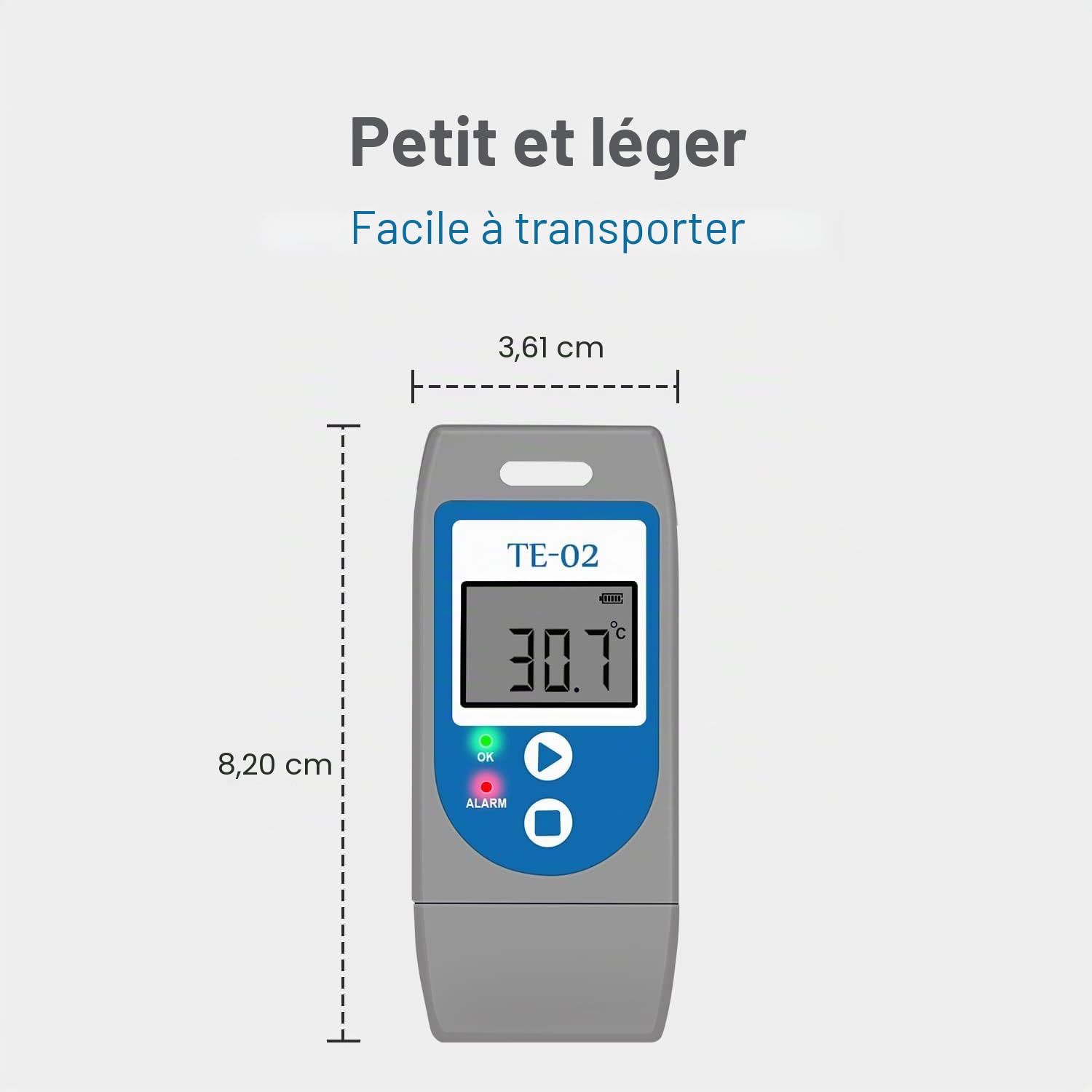 ThermElc TE‑02 USB Enregistreur de Données de Température, Rapports PDF/CSV Auto, Data Logger USB Réutilisable avec Certificat d'étalonnage, Comparaison Multi-appareils Pour Réfrigérateur de Pharmacie