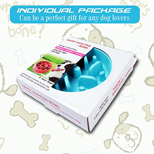 Pinjum Slow Feeder Dog Bowls Fun Interactive Stop Bloat Dog Bowl Pet Non-Slip Drink Water Bowl Square Base Sky Blue #TOP6