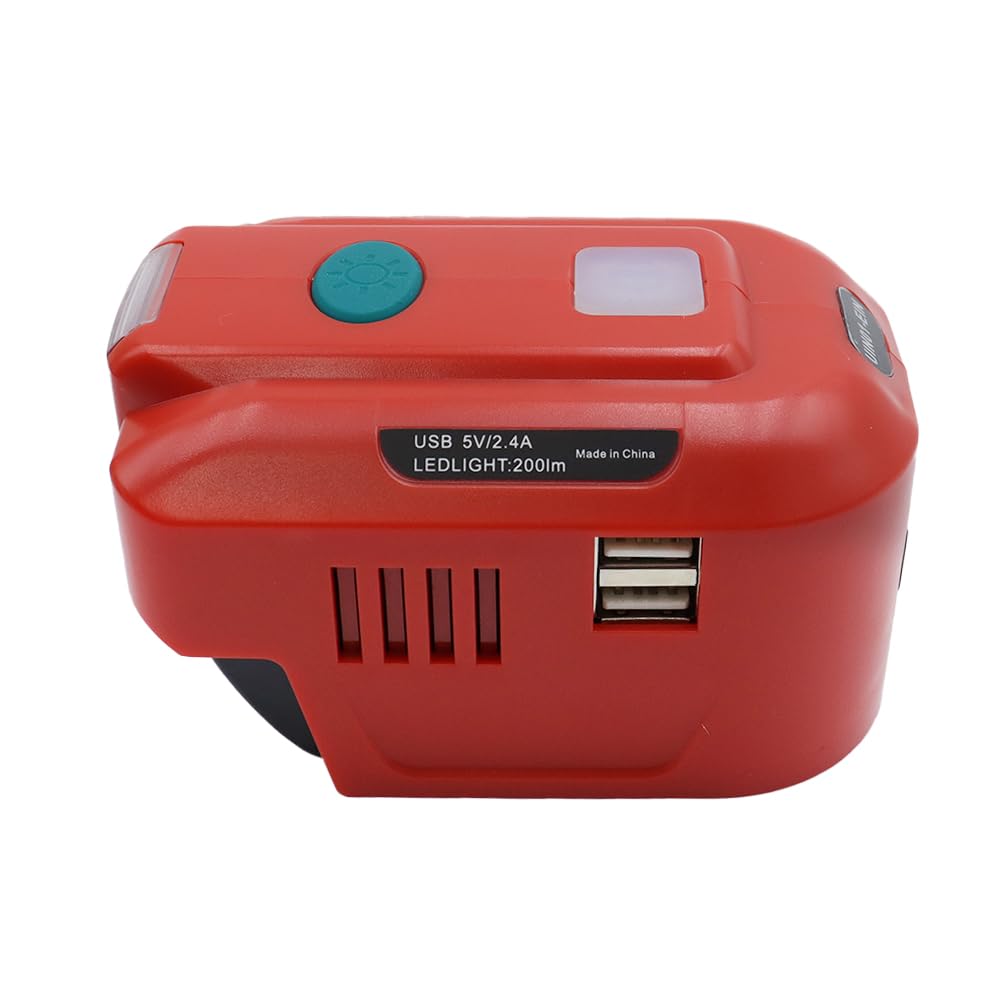 Sarini Convertidor de Voltaje para inversor de batería Einhell de 18 V,Adaptador de batería de CC de 18 V a CA de 220 V con 2 Puertos USB y luz de Trabajo