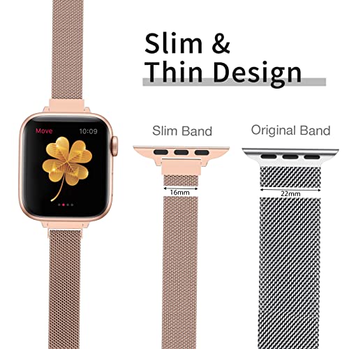 Image of for Apple Watch Band Series Ultra SE 8 7 6 5 4 3 2 1 38mm 40mm 41mm 42mm 44mm 45mm 49mm, Stainless Steel Slim & Thin Mesh Magnetic Clasp Strap Women and Girl Replacement Band for iWatch