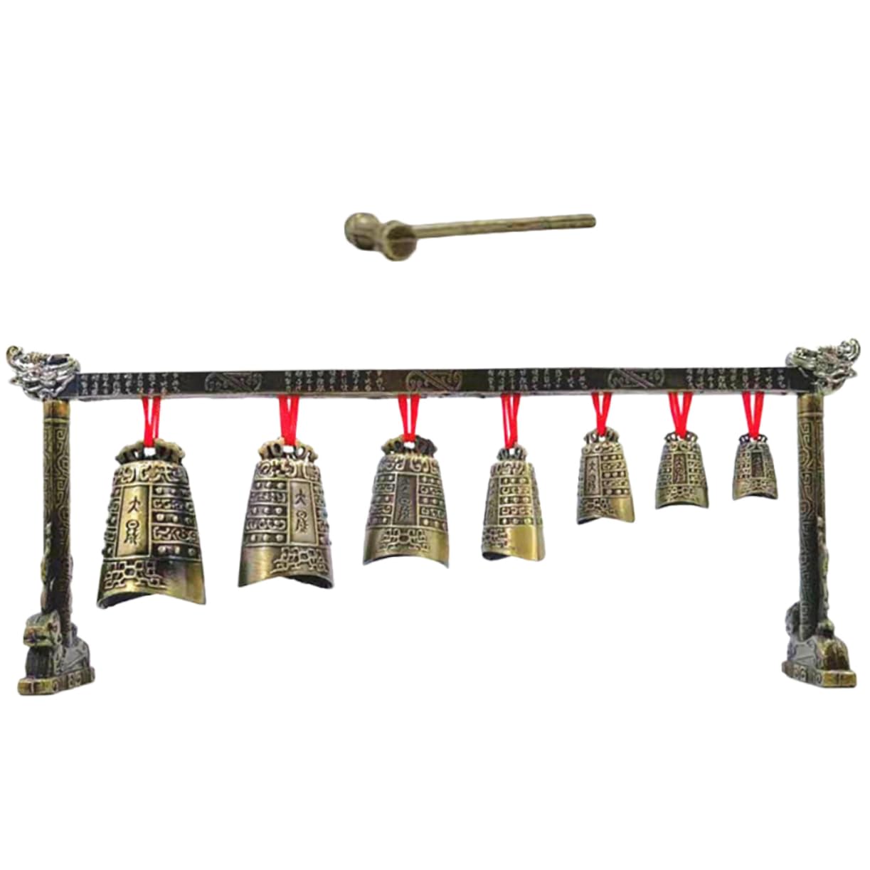 Antique Chinese Percussion Chime Instrument - Single Layer Alloy Decor with Clear Sound for Home or Office Decoration and Gift