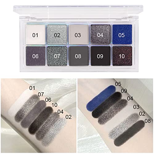 Bingbrush 10 Colors Black Smokey Eyeshadow Pallet, Cool Toned Shimmer Glitter Eyeshadow, Natural Neutral Smokey Shiny Eyeshadow Ultimate Makeup Palette, Vibrant Make Up Pallets Kit #TOP1