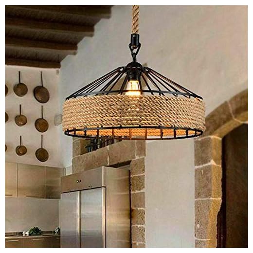 JSJJAYH Ljuskrona hamparep hängande lampa vintage hängande lampa taklampa, retro antik industri justerbar lampa ljuskrona järn levande ljus ljus (body color: Black Linen)