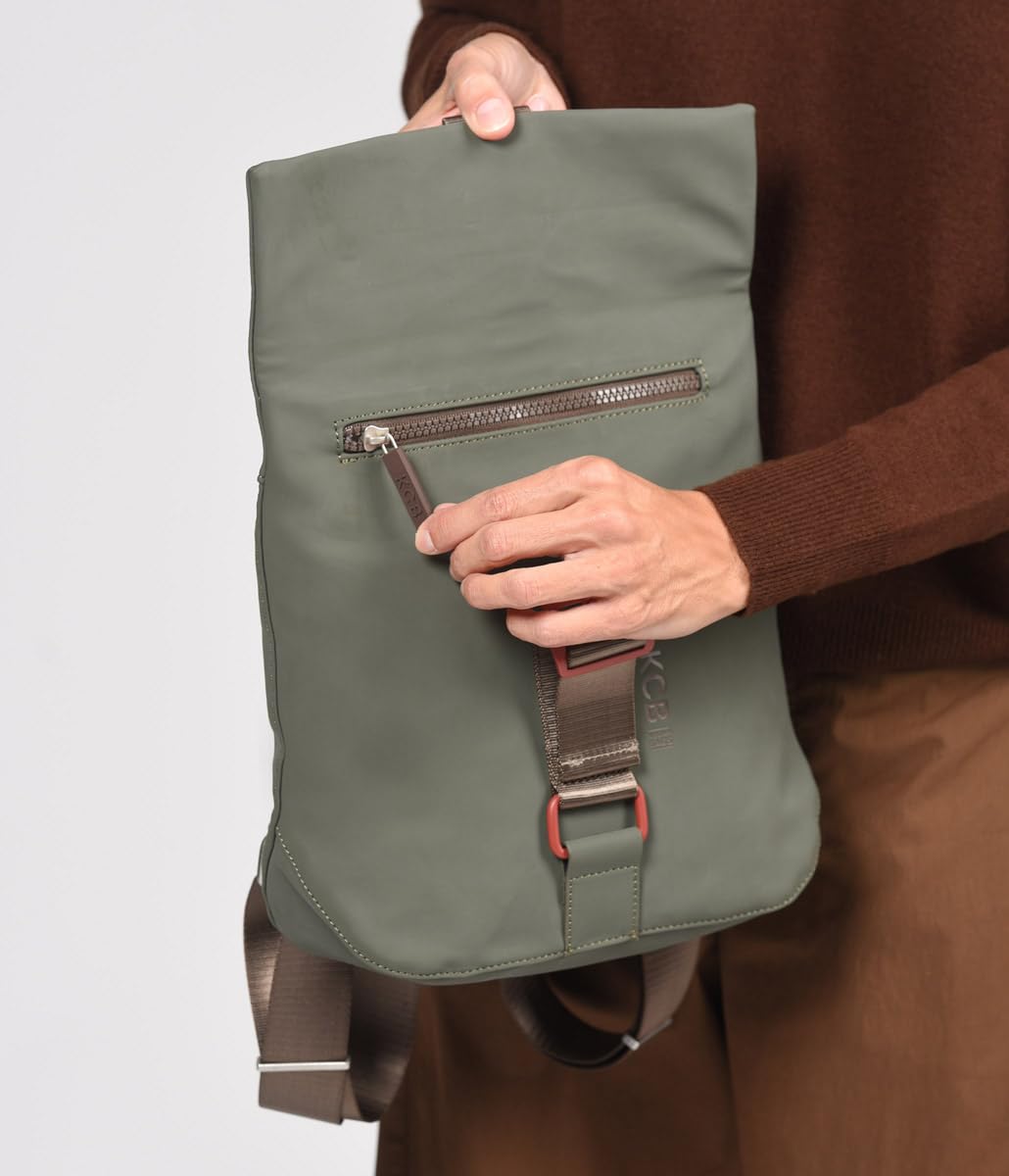 KCB Mochila Antirrobo Pequeña Chain | Seguro | 100% Vegano | Color Khaki | Diseño Seguro y Práctico | Bolsillos Multiusos con Cremallera | Material Resistente | Asas Ajustables