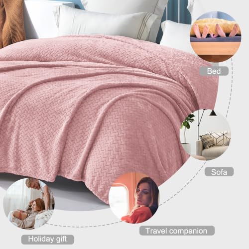 Image of Exclusivo Mezcla Soft Fleece Bed Blanket King Size, 90 inchx104 inch, Pink