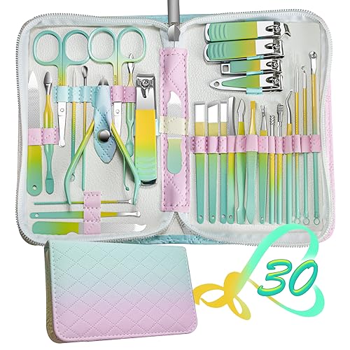 RedFlow Manicure Set 30 in 1 Nail Clippers Set,Nail Manicure Kit for Women, Toenail Clippers,Pedicure Kit,Pedicure Tools,Suitable for Travel Manicure Tools,Toe Nail Kit,Nail Care Kit(Yellow Green)