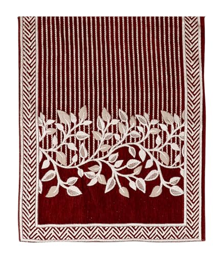 Image of Nendle Premium Chenille Floral Sofa Mat Arms Cover Only - Soft & Durable Protector for L Shape /Standard Sofa Set (58 cm, Maroon, 1 Piece)