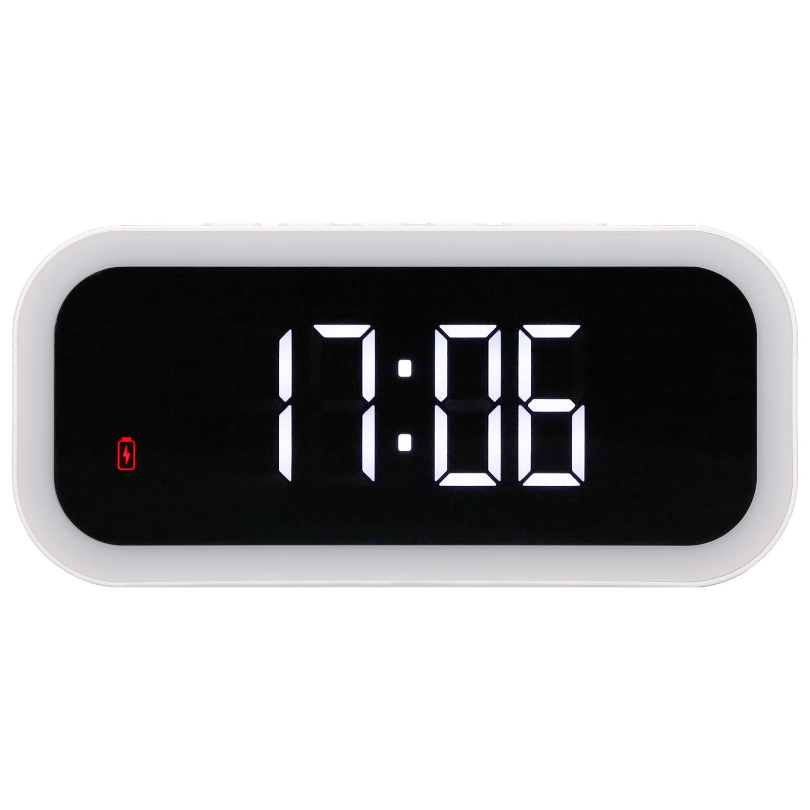 Nachtlicht-Wecker, Elegant, Einstellbare Lautstärke, LED-Uhr für Schlafzimmer und Heimdekoration, 15 W, Kabelloses Aufladen, Weiß