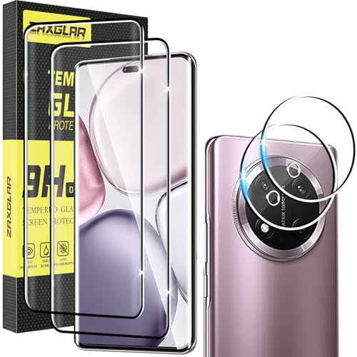 ZAXGLAR Verre Trempé pour Honor Magic 7 Lite,2 Pièces Protecteurs d'écran + 2 Pièces Caméra Arrière Protecteur, Ultra Résistant Vitre Protecteur,...