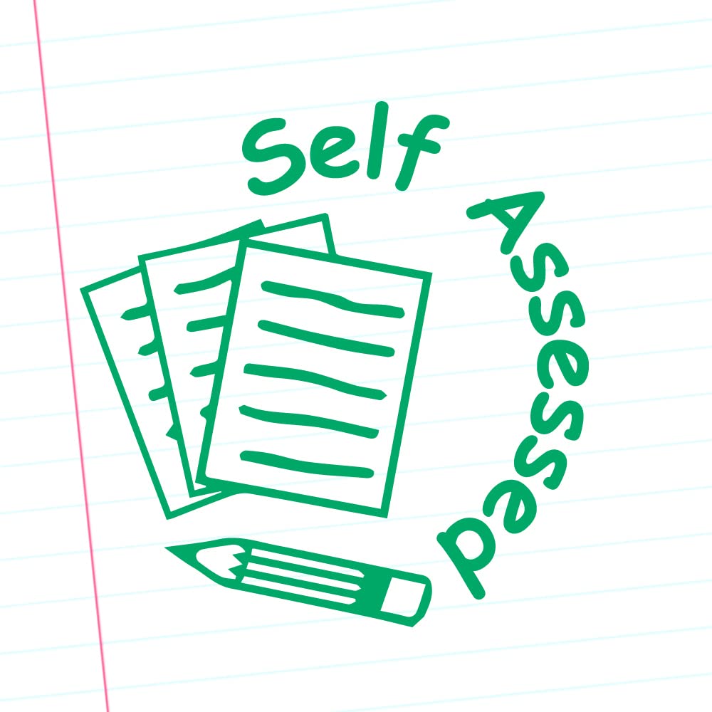 Green Self Assessed Teacher Stamp. Self-Inking, 22Mm, Reinkable, Quality Star Stamper For Marking. Ink