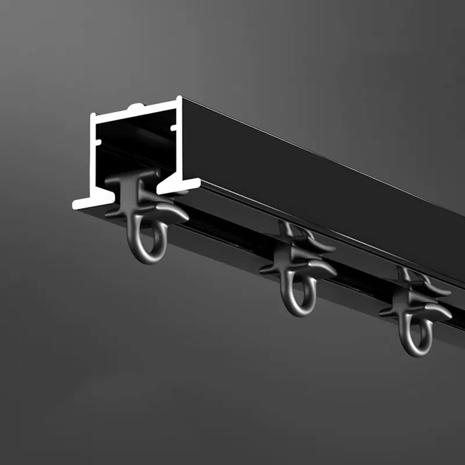 Embedded Invisible Curtain Track Room Divider Curtain Rods, Aluminium Ceiling Curtain Rail Fittings(Black,1m/3.3ft)