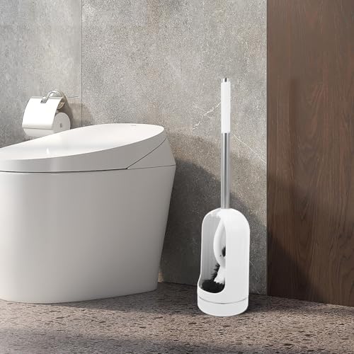 Brosse de toilette incurvée manche long acier inoxydable avec support DOITOOL - 7