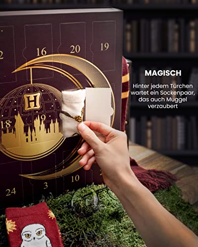 HARRY POTTER ® | Original Adventskalender | 24 Paar Socken Für Damen | Weihnachtskalender Mit Füßlingen + Langen Socken | Größe 35-41 | OEKO-TEX ®