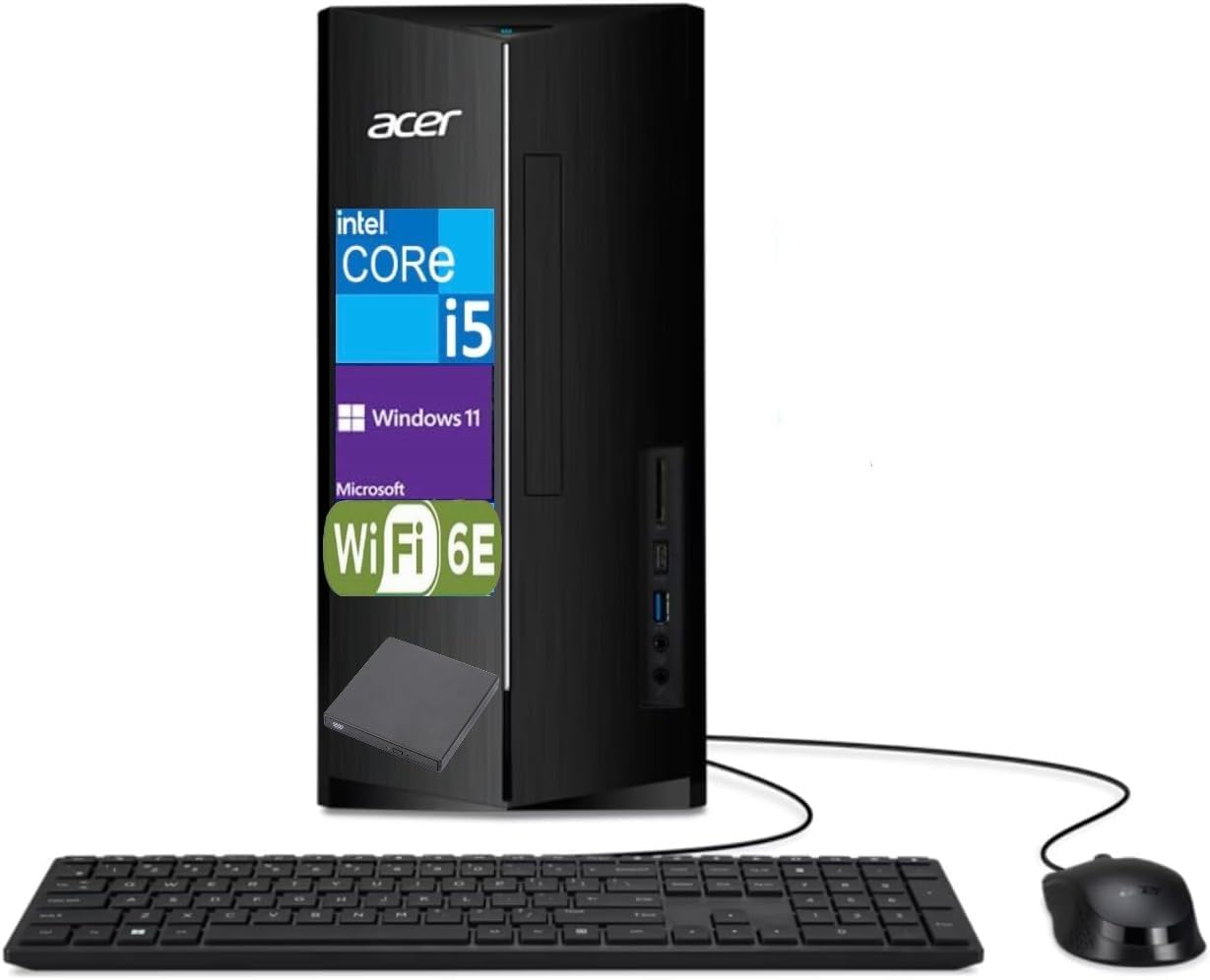 Acer Aspire Desktop, Intel Core i5-14400 Processor, 16GB RAM 512GB SSD, Wi-Fi 6E, Bluetooth 5, 9H DVD & Keyboard & Mouse, Windows 11 Home, Black