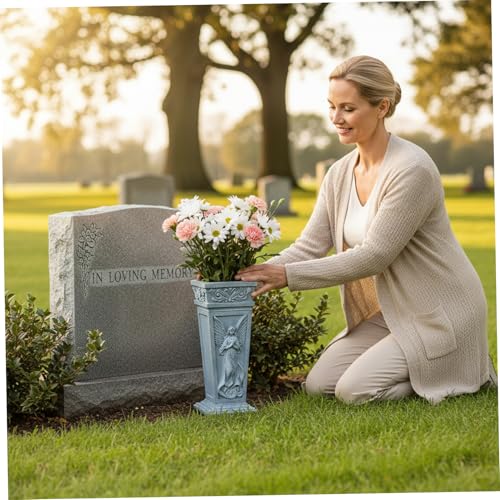 Vase de cimetière anti-vent avec pointe de sol pour stabiliser les fleurs - 6