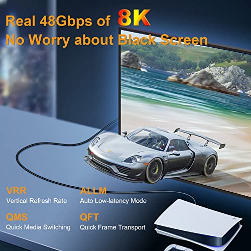 Veecoh 8K Hdmi Cable 15Ft/5M,Ultra High Speed Hdmi 2.1 Cables,Hdr 48Gbps 4K@120Hz 8K@60Hz,Hdmi Cord,Earc,Arc,Cec,Hdcp 2.2,Compatible With Ps5 Ps4/Xbox One/Apple Tv/Roku Tv/Hdtv/Blu-Ray #TOP1