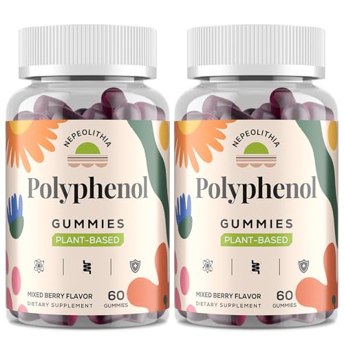 Polyphenol Gummies Plant-Based Formula with Resveratrol Elderberry Grape Turmeric Green Tea Cranberry Extract Vitamins & Minerals Superfood Blend Mixed Berry Flavor 120 Gummies