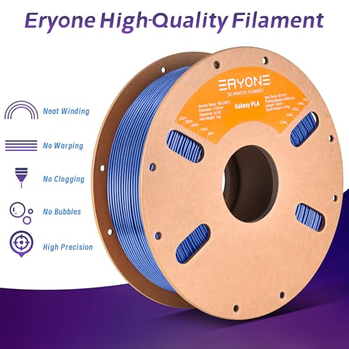 Image of ERYONE Sparkly Glitter Shining PLA Filament for 3D Printer, 1.75mm, Tolerance: ±0.03mm, 1kg(2.2LBS) /Spool, Blue