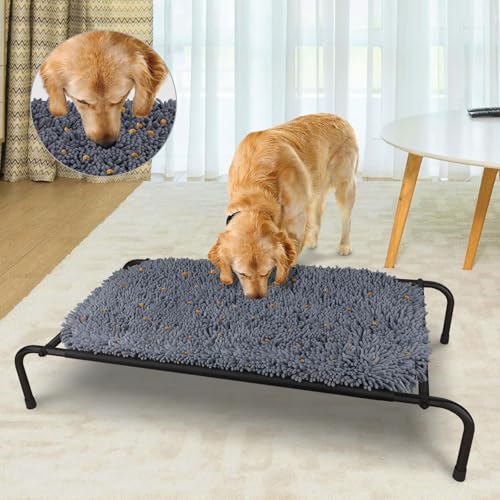 Rundik Elevated Dog Bed with Snuffle Mat Feature 2 in 1, Raised Dog Bed for Indoor and Outdoor Use...
