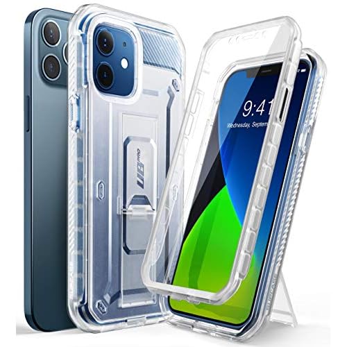SUPCASE for iPhone 12 Case / iPhone 12 Pro Case with Screen Protector (Unicorn Beetle Pro), [Built-in Stand & Belt-Clip] Full-Body Rugged Protective Phone Case for iPhone 12 / 12 Pro 6.1", B