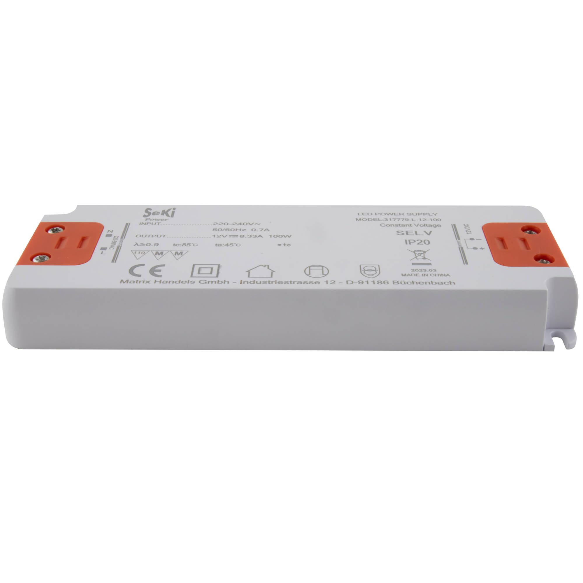 SeKi Zasilacz LED L-12-100 - 12 V - 8,33 A - 100 W; sterownik LED - transformator - zasilacz - sterownik - transformator - statecznik