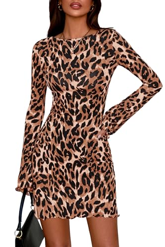 dowerme Women's Sexy Leopard Print Mini Dresses...