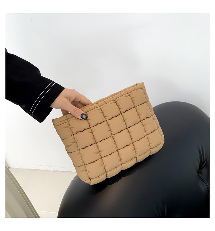 pochette trucchi Borsa da viaggio con pochette trapuntata, grande capacità, con cerniera, borsa da viaggio portatile for donna, verde viaggio(Bruin)