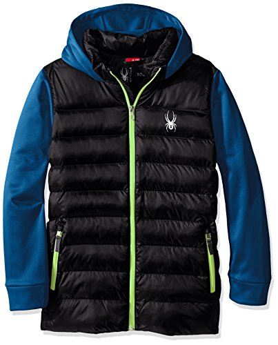 Spyder Boys Mt. Elbert Synthetic Down Jacket, Black/Concept Blue/Bryte Green, X-Small #TOP5