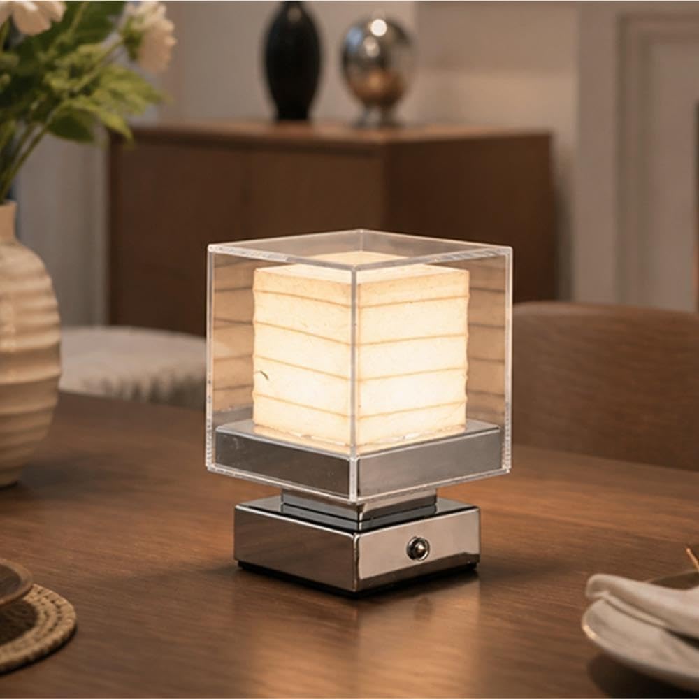 Lampada moderna in acrilico di lusso, luce ambientale sul comodino | Lusso moderno, acrilico, controllo touch, LED, luce notturna ambientale