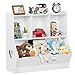 Lerliuo Kids White Toy Storage Organizer, Children Small Bookcase and Bookshelf, Toddler 4 Cubby Toy Storage Cabinet, Toy Shelf for Playroom, Bedroom, Living Room, Nursery, School 30.51' H