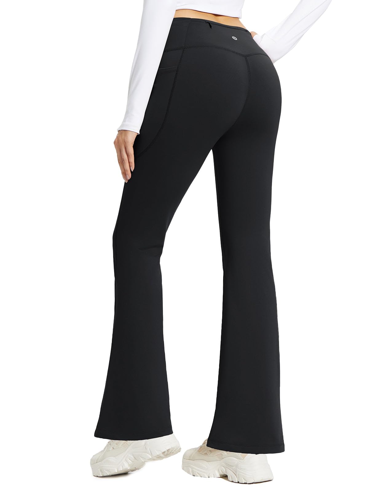 baleaf Pantaloni Termici Donna Yoga Bootcut Leggings A Vita Alta con Tasche Foderati in Pile Pantaloni Termici Invernali Leggings Sportivi Fitness Casual Allenamento Jeggings