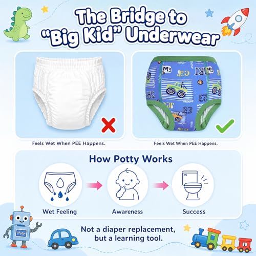 Image of MooMoo Baby Training Underwear for Boys and Girls Absorbent Toddler Training Pants for Girs 2T-7T