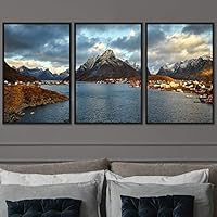 3 Piece Framed Canvas Wall Art Lake Landscape Canvas Prints Home Artwork Decoration for Living Room,Bedroom - 16