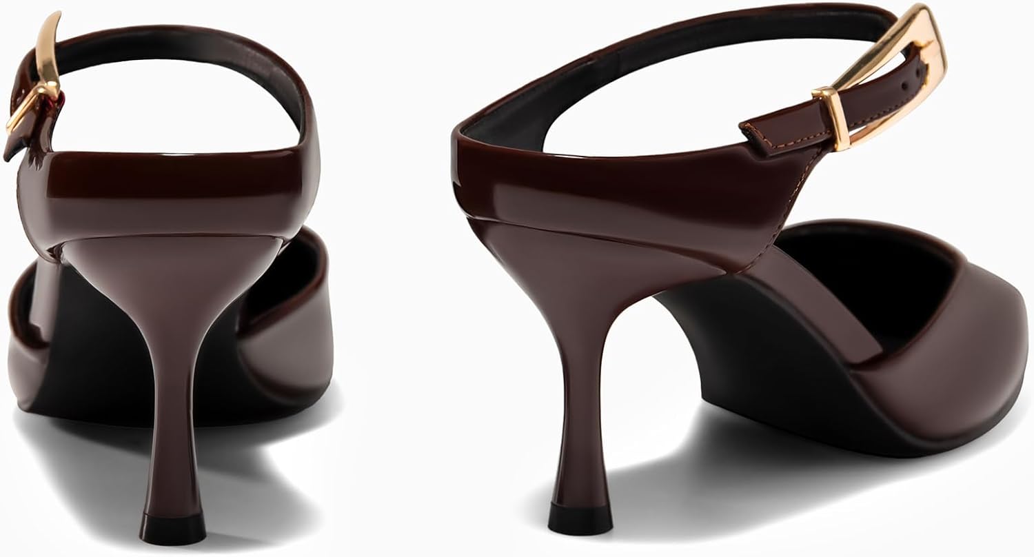 Coutgo Women's Pointed Toe Kitten Heel Mules - Image 5