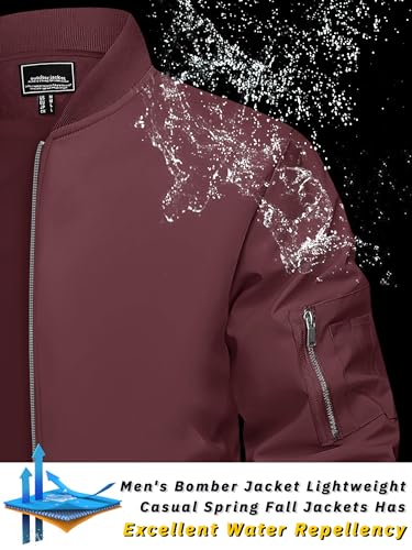 Image of TACVASEN Men's Lightweight Jacket Casual Spring Fall Windbreaker Bomber Zip Up Coat with Pocket