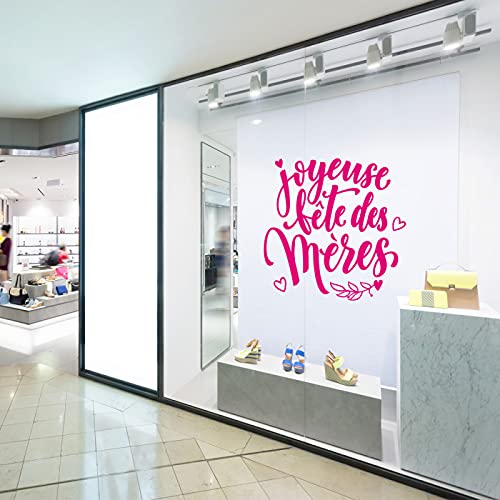 Sticker Joyeuse Fête des Mères Grand Format Autocollant Vitrine Rose