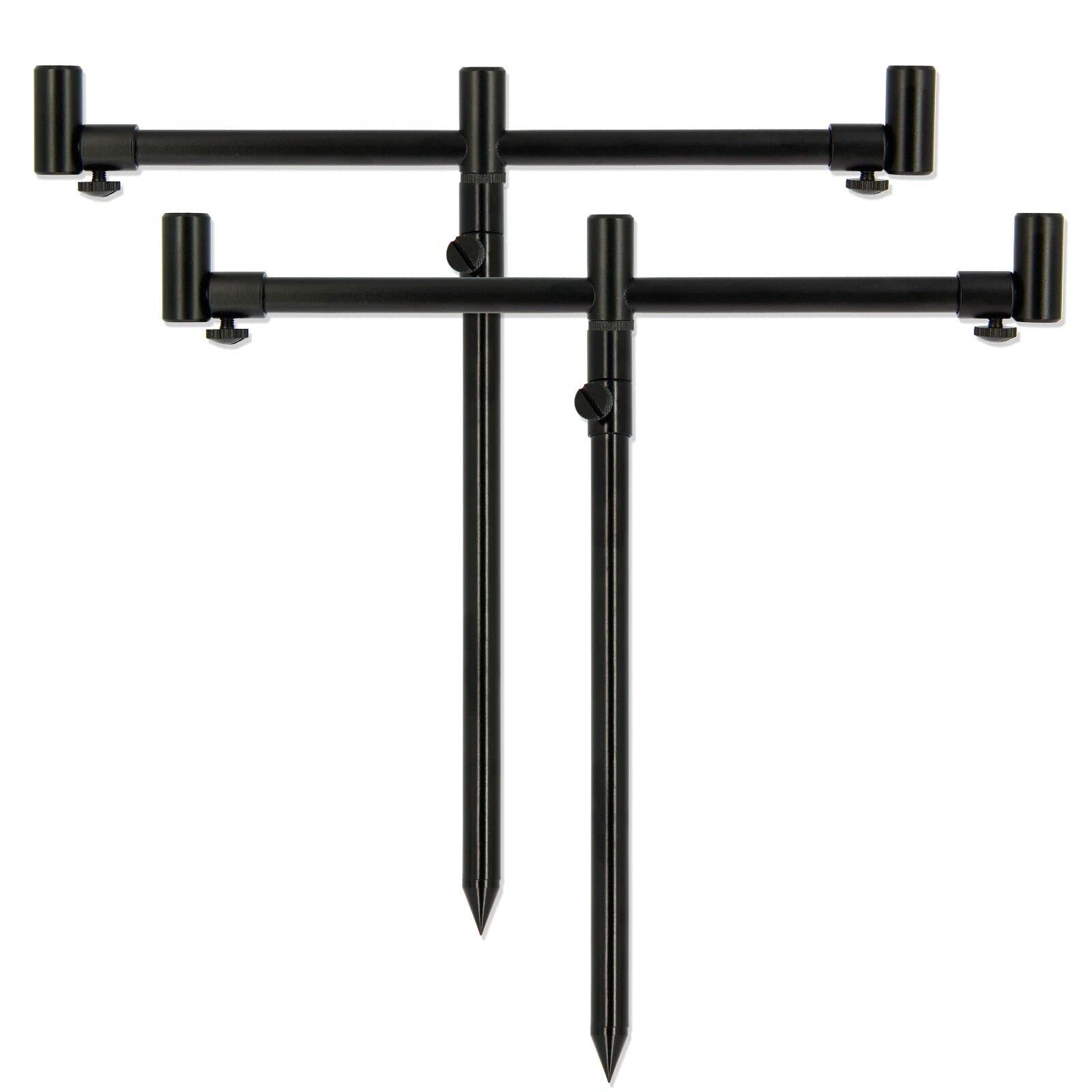 Dna Leisure Black Fishing 2 X Bankstick & 2X Buzzbar 3 Rod Rest Setup Bank Stick Adjustable Carp Tackle