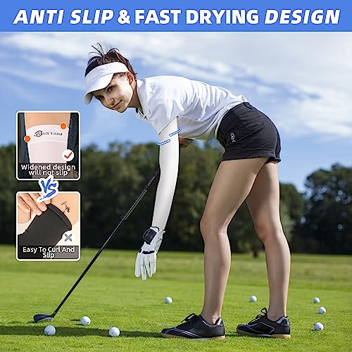 Image of BHYTAKI UV Sun Protection Arm Sleeves, UPF 50 Sports Cooling Arm Compression Sleeves for Men Women Teenager