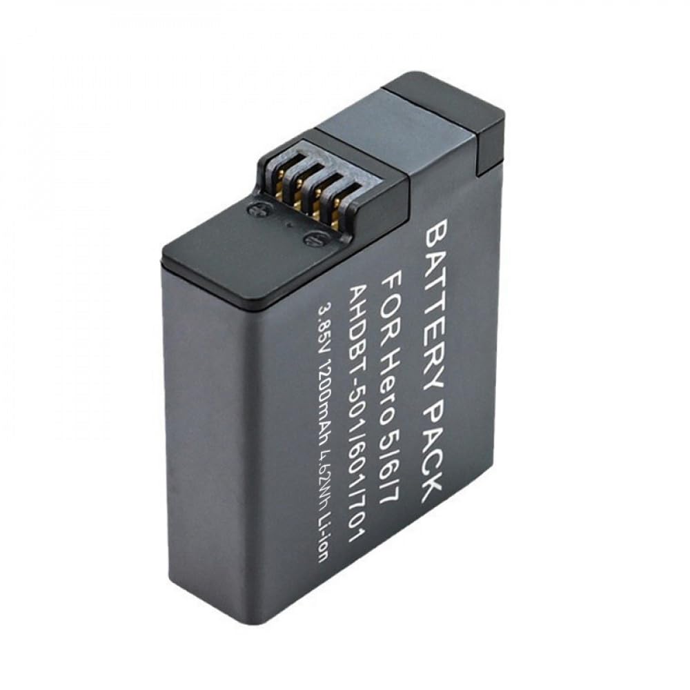 Batterie de Remplacement 1200 mAh Compatible avec GoPro Hero 7/6/5, Compatible avec AHDBT-501/601/701, 2 pièces