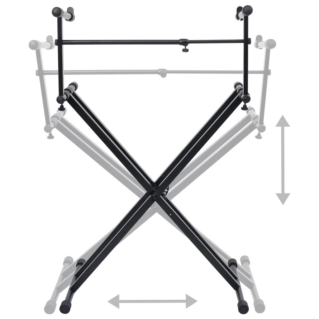 Soporte para teclado con doble punta, marco en X, color negro, para instrumentos musicales, altura ajustable, plegable, estable, ahorra espacio, adecuado para teclado, guitarra, bajo, ukelele