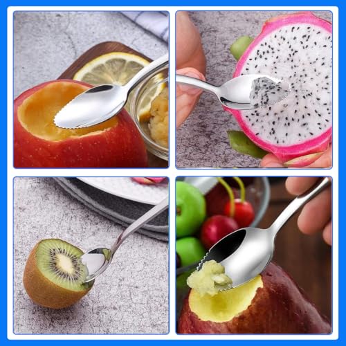 Miniatura 6 de Oudqfcj 2 Pc Para Pomelo Y Kiwi, Con Bordes Dentados, De Postre De Acero Inoxidable, Para Frutas Con Diseño Ondulado, Ideal Para Kiwis, Manzanas Y Pomelos, 304 Acero Inoxidable