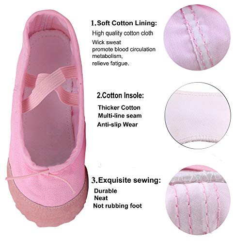 image for LONSOEN Ballet Slipper Shoes Split-Sole Dance Flat for Girls (Toddler/