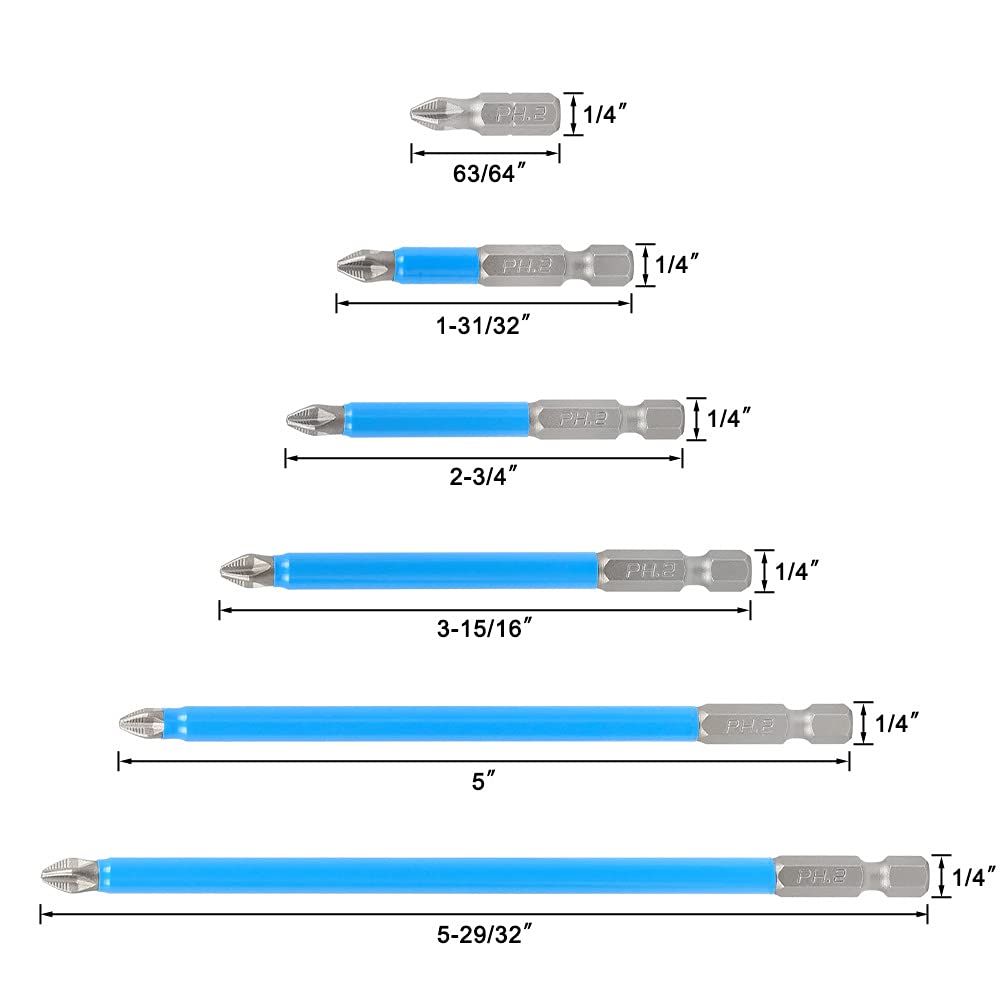 Set 1-10 Inserti per Cacciavite a Croce PH2, Magnetici, Acciaio S2 Antiscivolo per Avvitatore a Impulsi, Attacco 1/4 Pollici per Trapano Elettrico e Fai da Te(10-piecesetof127L)