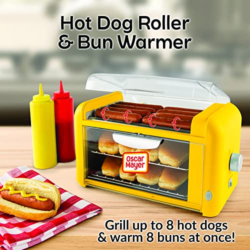Nostalgia Oscar Mayer Extra Large 8 Hot Dog Roller & 8 Bun Toaster Oven, Stainless Steel Grill Rollers, Non-Stick Warming Racks, Perfect For Hot Dogs, Veggie Dogs, Sausages, Brats, Adjustable Timer #TOP1