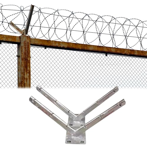 Soporte de valla de alambre de púas, extensión de brazo antirrobo segura para estante de jardín para montaje en red y jaula enrollable, solución de protección resistente al aire libre