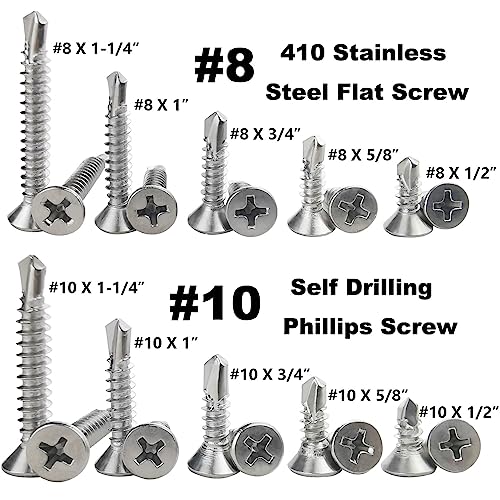 120 Stück 4.8 x 19mm Blech Selbstschneidende Schrauben,410 Edelstahl Flachkopfschrauben Phillips Kopf Selbst Bohrschrauben Hochfeste schnelle Blechschrauben (13mm bis 32mm verfügbar)