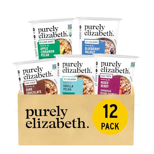Image of Purely Elizabeth Best Sellers Variety Pack Superfood Oatmeal Cups, Great for Overnight Oats, Gluten-Free, 2 Ounce (Pack of 12)