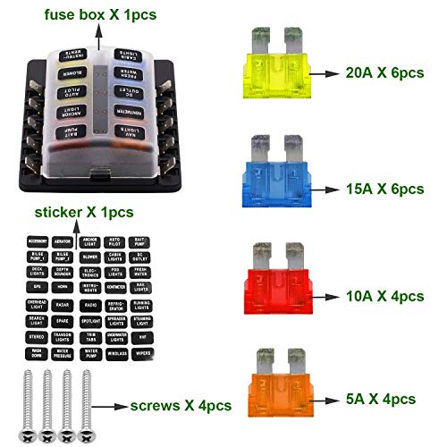 Sangmei Caixa de fusíveis com lâmina de 10 vias Bloco da caixa de fusíveis com LED indicador de avis