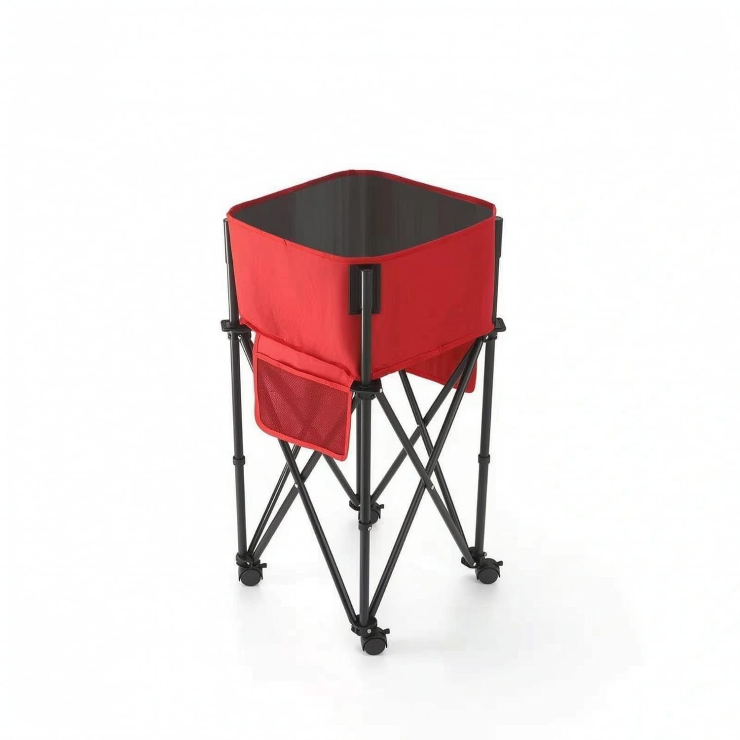 Freestanding Foldable Storage Rack with Basin Space-Saving Collapsible Camping Sink Multiuse Portable Wash Basin with Stand Lightweight for Campers, Picnics, Red, Wheels-image-14
