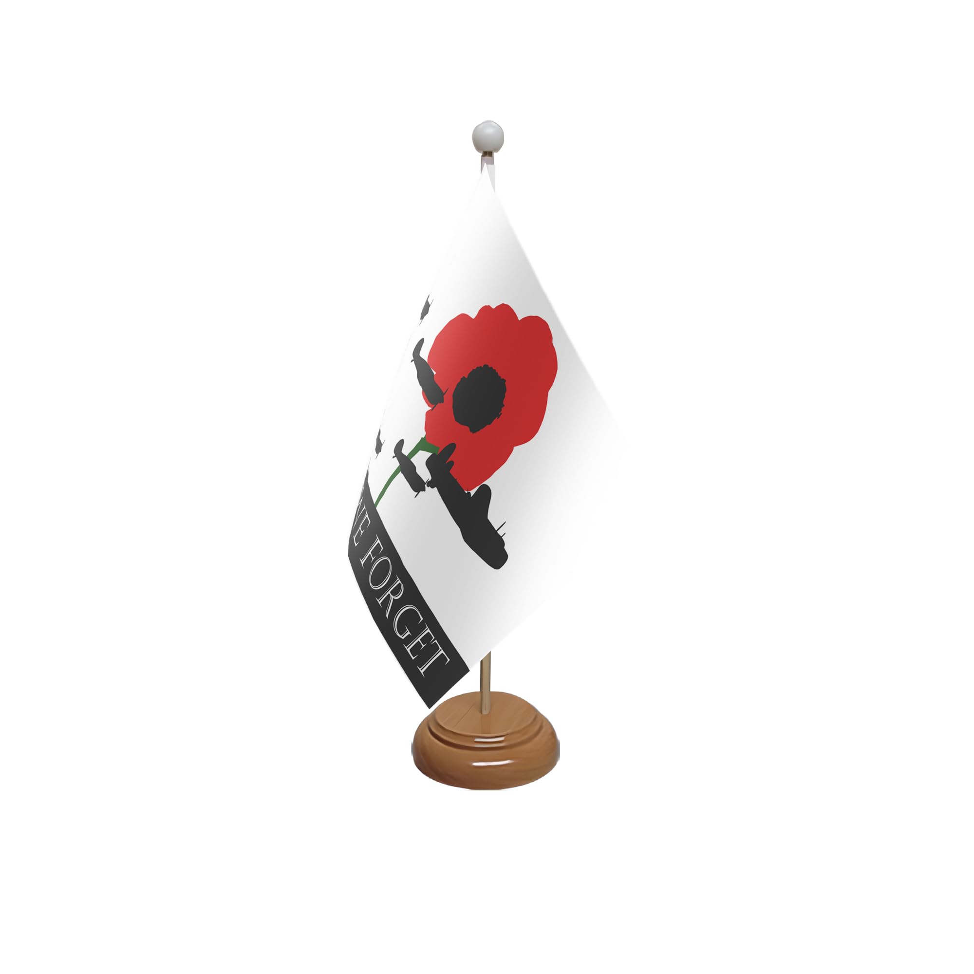 Flagtex Lest We Forget (RAF) Wooden Table Flag With Wooden Base